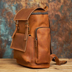 Sac à dos homme en cuir café foncé, 42 x 29 cm