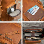 Sac à dos homme en cuir café foncé, 42 x 29 cm