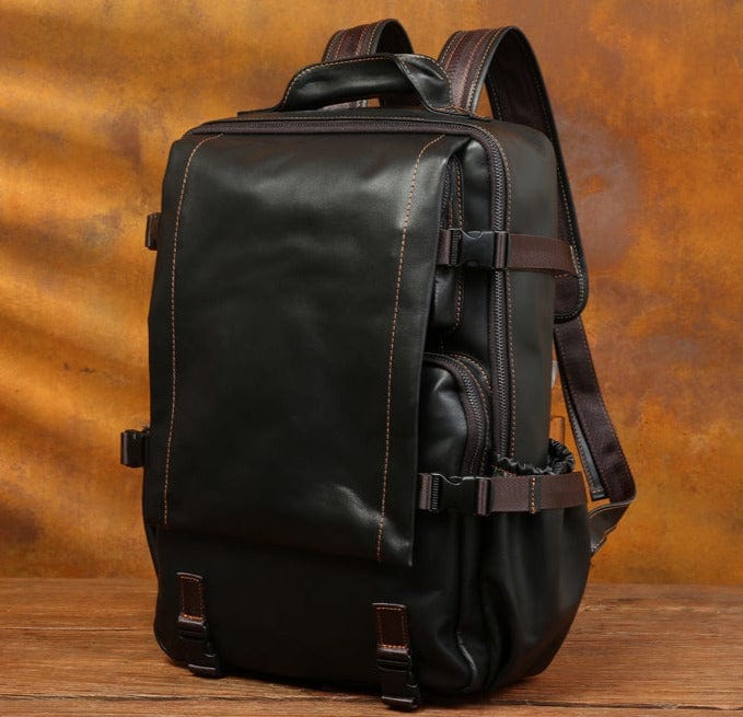 Sac à dos homme rétro en cuir, noir ou café