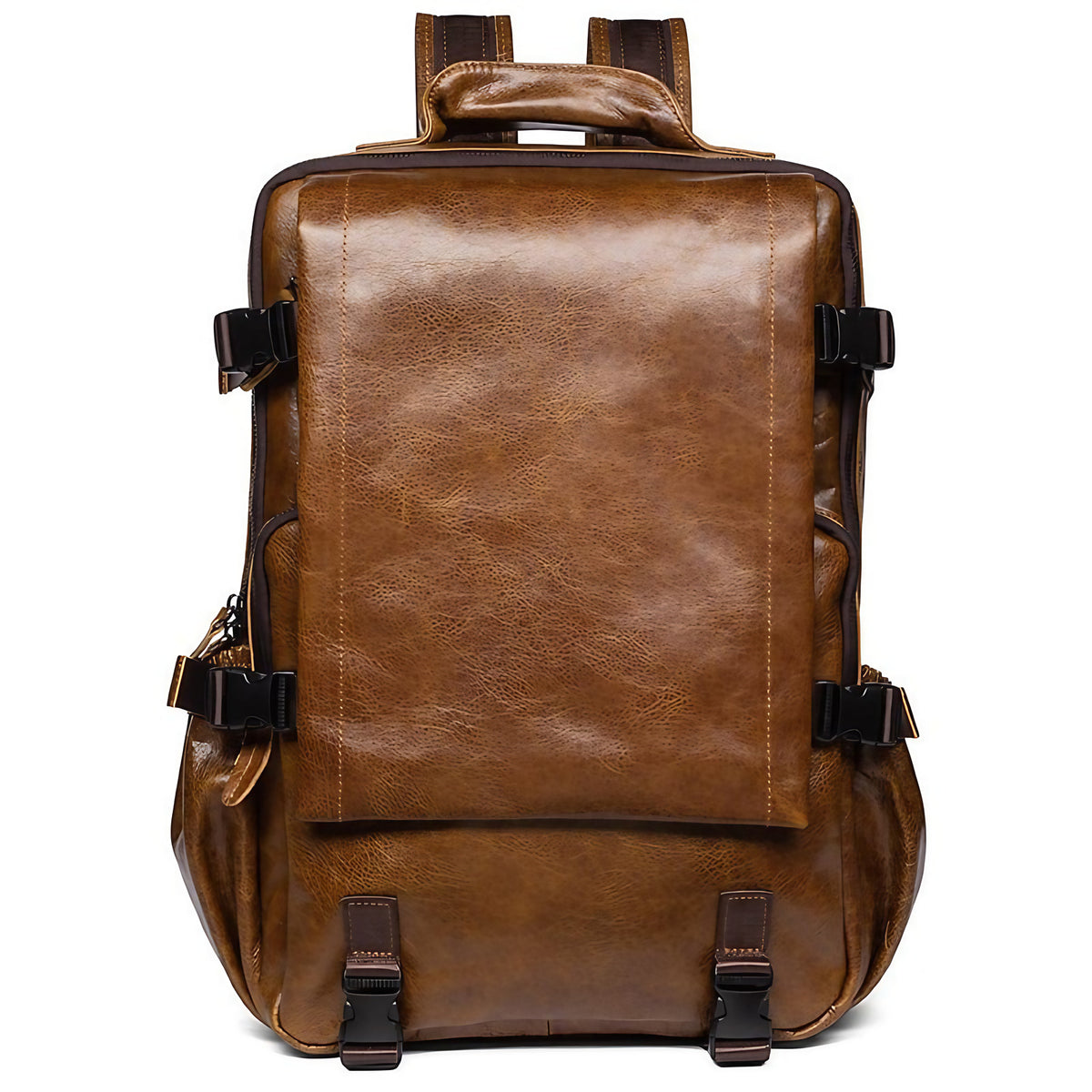 Sac à dos homme rétro en cuir, noir ou café, café