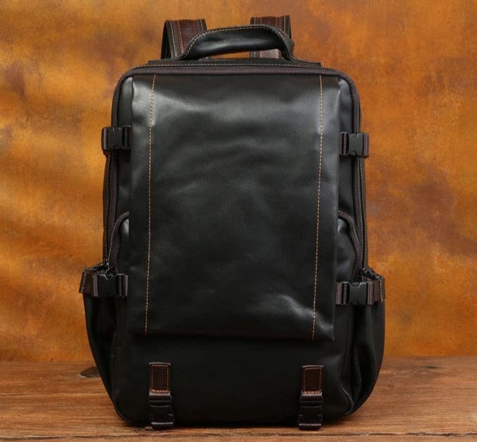 Sac à dos homme rétro en cuir, noir ou café
