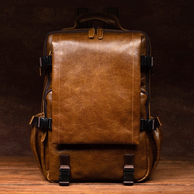 Sac à dos homme rétro en cuir, noir ou café
