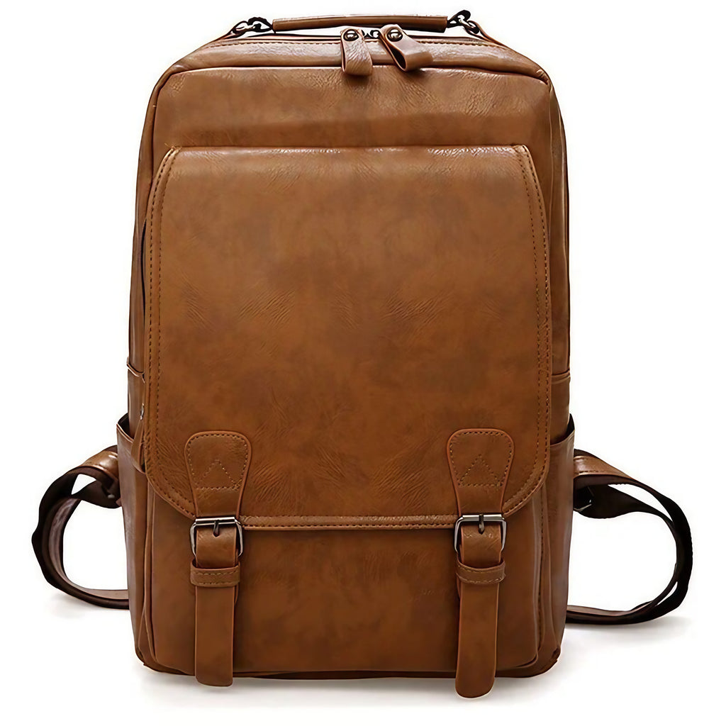 Sac à dos homme en similicuir, 41 x 27 cm, trois coloris, marron clair
