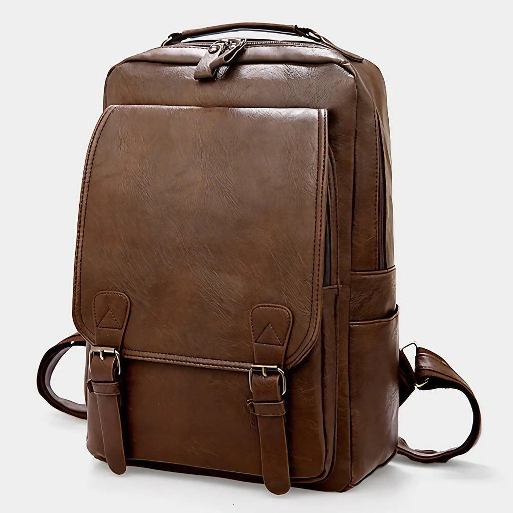 Sac à dos homme en similicuir, 41 x 27 cm, trois coloris, café