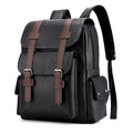 Sac à dos homme en similicuir, compartiment ordinateur, noir