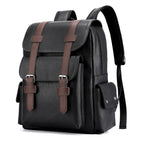 Sac à dos homme en similicuir, compartiment ordinateur, noir
