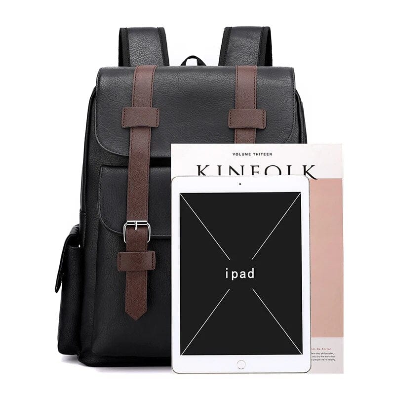 Sac à dos homme en similicuir, compartiment ordinateur