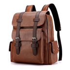 Sac à dos homme en similicuir, compartiment ordinateur, marron