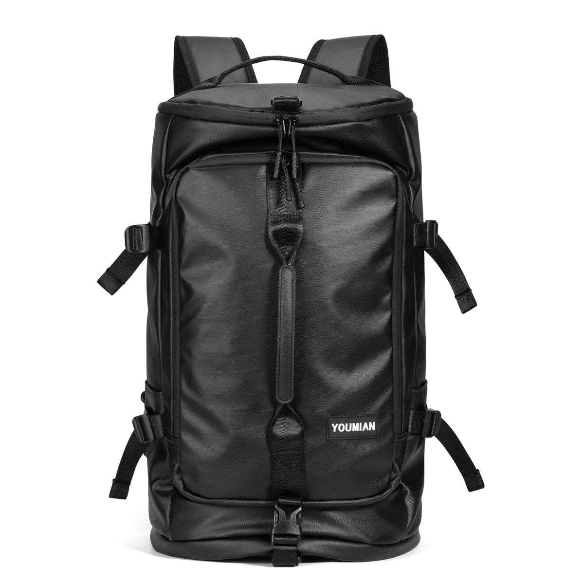 Sac à dos homme en similicuir noir pour ordinateur 17 pouces, noir