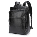 Sac à dos homme en similicuir noir, ordinateur 15,6 pouces, noir