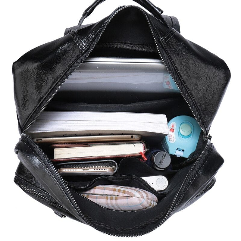 Sac à dos homme en similicuir noir, ordinateur 15,6 pouces