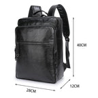 Sac à dos homme en similicuir noir, ordinateur 15,6 pouces