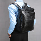 Sac à dos homme en similicuir noir, ordinateur 15,6 pouces