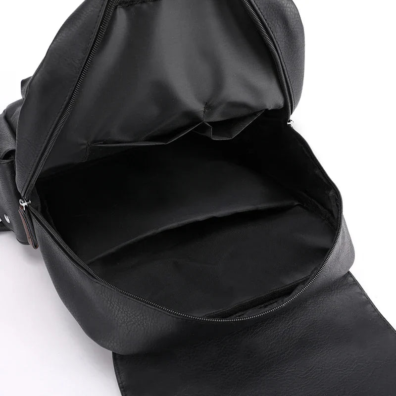 Sac à dos homme rétro à rabat, poche ordinateur 15 pouces