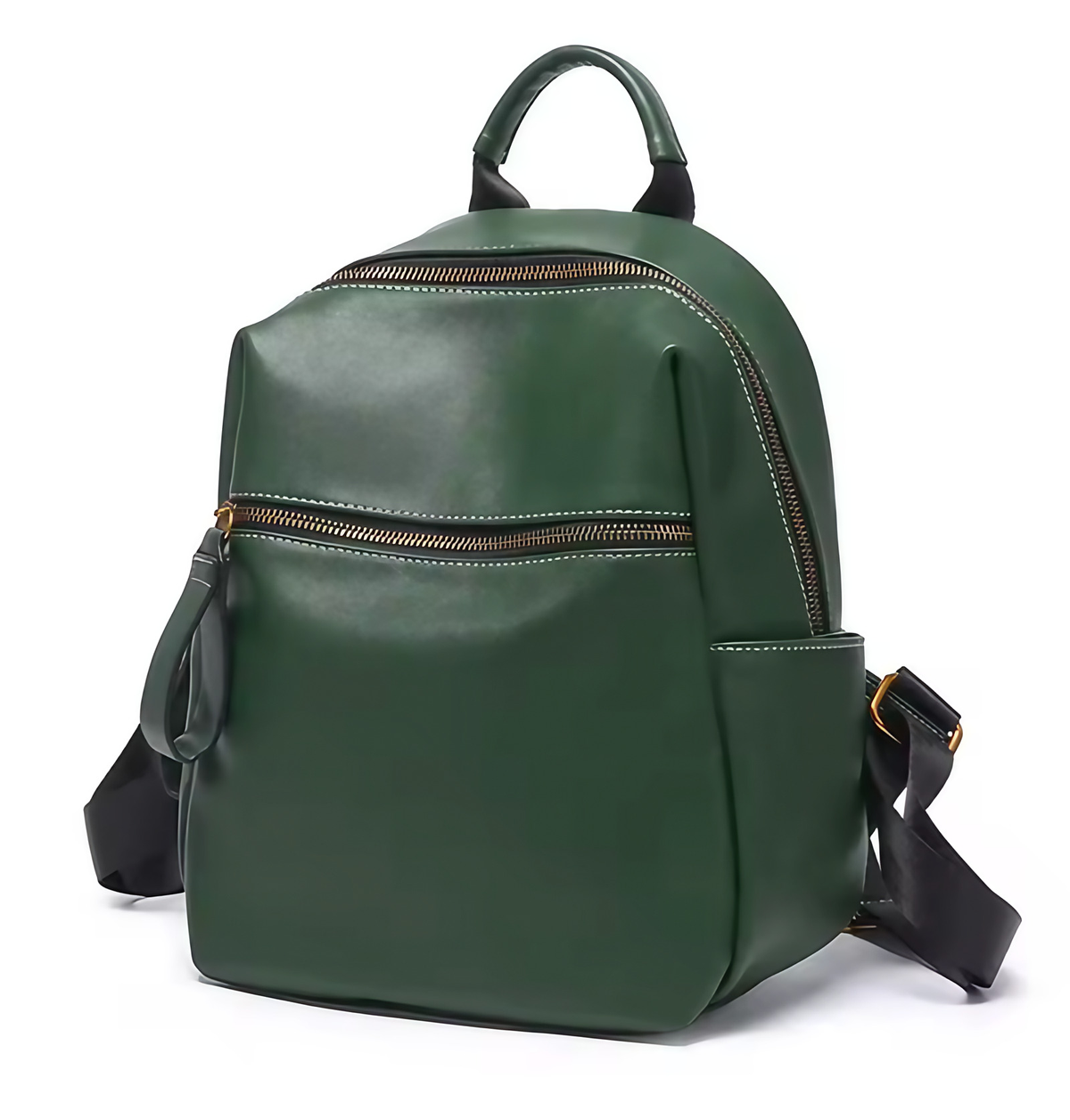 Sac à dos femme en cuir, 29 x 25,5 cm, noir ou vert, vert