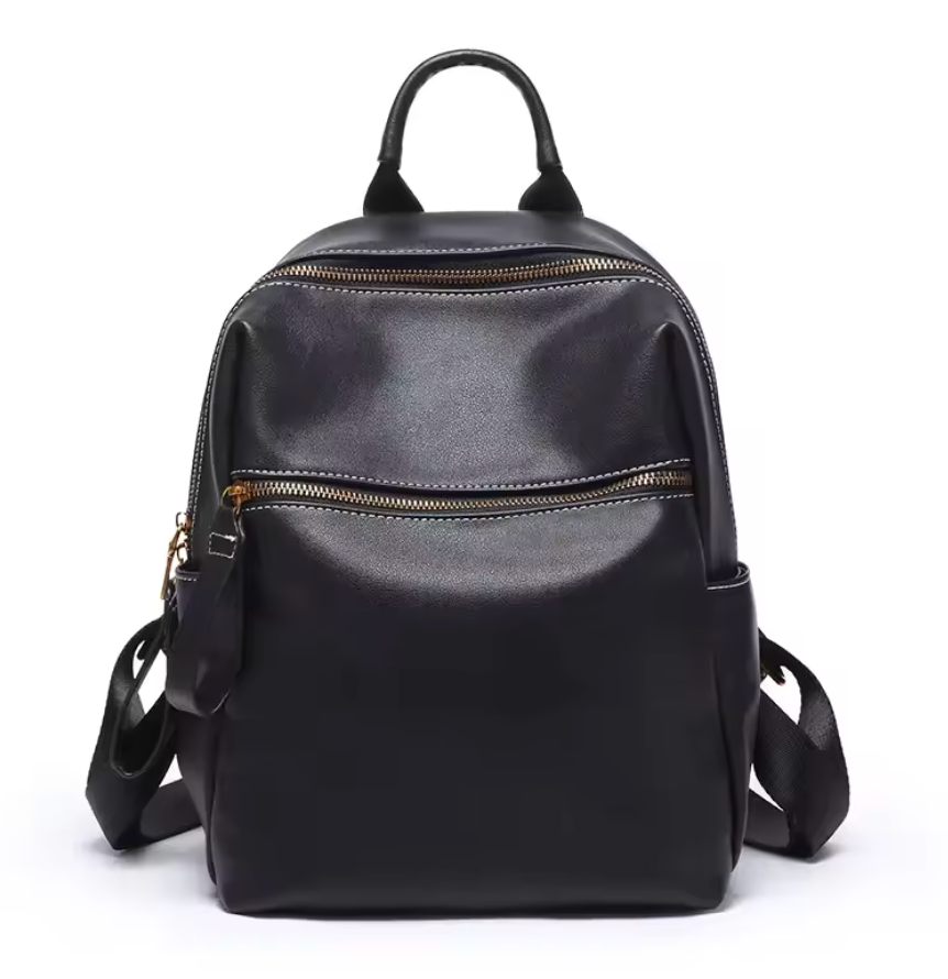 Sac à dos femme en cuir, 29 x 25,5 cm, noir ou vert