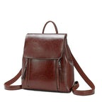 Sac à dos femme en cuir à compartiments, trois coloris, café