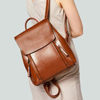 Sac à dos femme en cuir à compartiments, trois coloris
