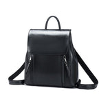Sac à dos femme en cuir à compartiments, trois coloris, noir