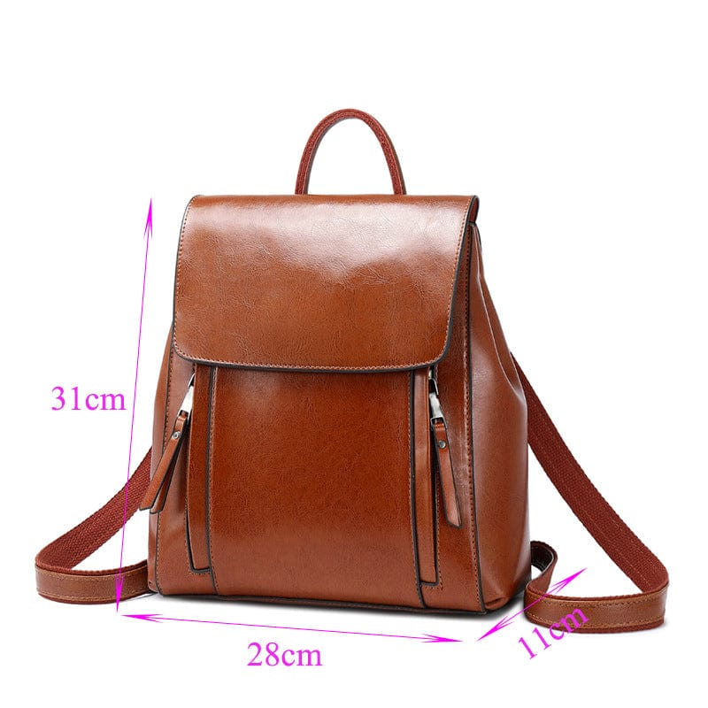 Sac à dos femme en cuir à compartiments, trois coloris