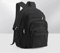 Sac à dos lycée mixte en nylon, format A4, sept poches, noir