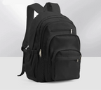 Sac à dos lycée mixte en nylon, format A4, sept poches, noir