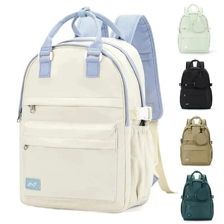 Sac à dos imperméable étudiant et travail, 15,6 pouces, beige