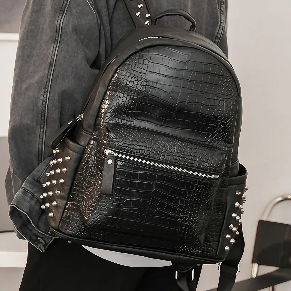 Sac à dos ordinateur femme en similicuir noir, 16 pouces