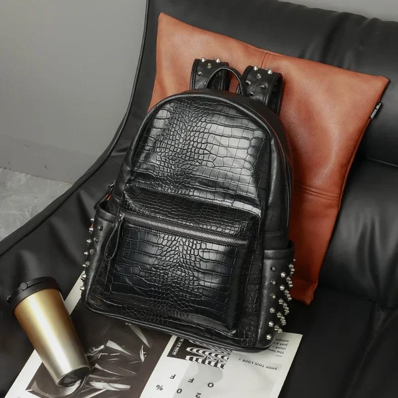 Sac à dos ordinateur femme en similicuir noir, 16 pouces