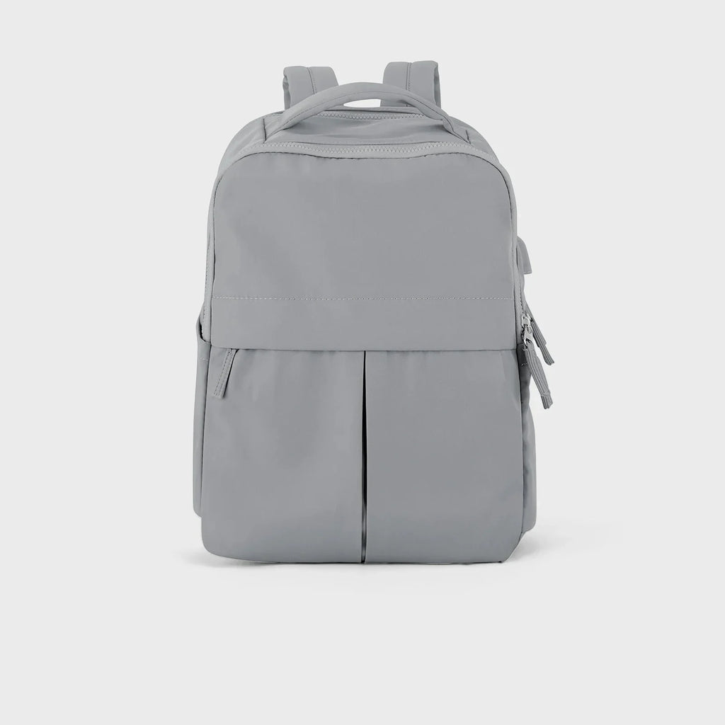 Sac à dos ordinateur femme 15 pouces en nylon déperlant, gris