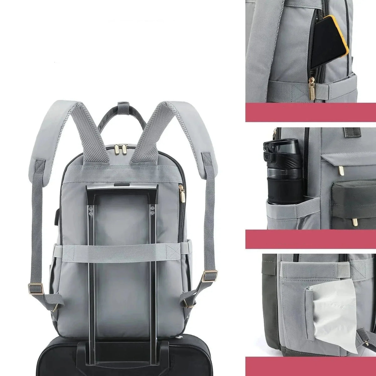 Sac à dos ordinateur femme avec port USB, 15,6 pouces, sept coloris