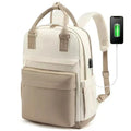 Sac à dos ordinateur femme avec port USB, 15,6 pouces, sept coloris, blanc