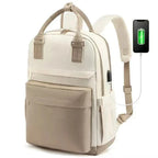 Sac à dos ordinateur femme avec port USB, 15,6 pouces, sept coloris, blanc