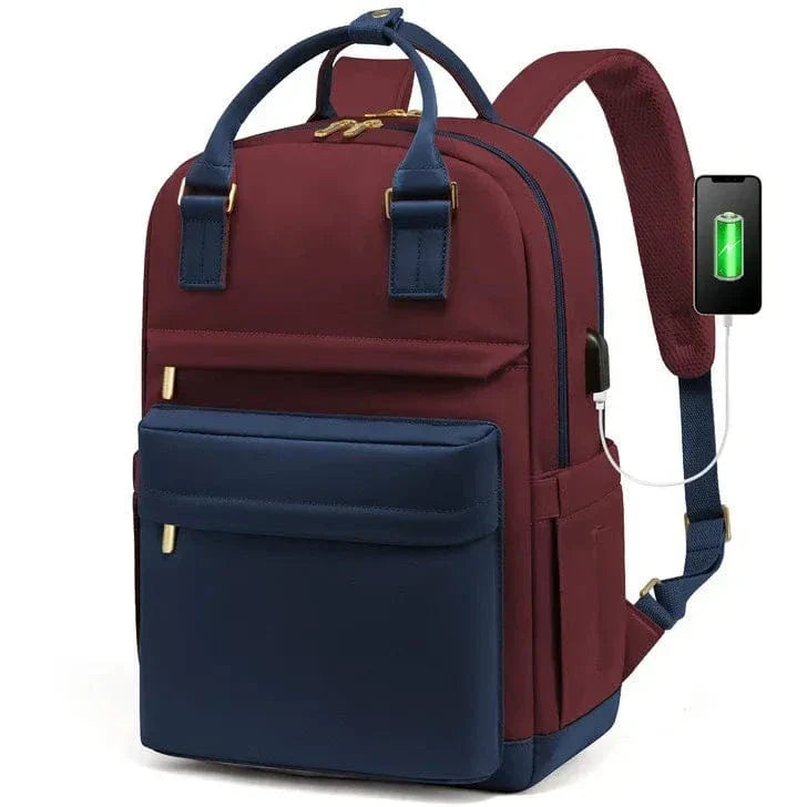 Sac à dos ordinateur femme avec port USB, 15,6 pouces, sept coloris, bleu