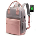 Sac à dos ordinateur femme avec port USB, 15,6 pouces, sept coloris, rose