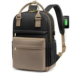 Sac à dos ordinateur femme avec port USB, 15,6 pouces, sept coloris, marron