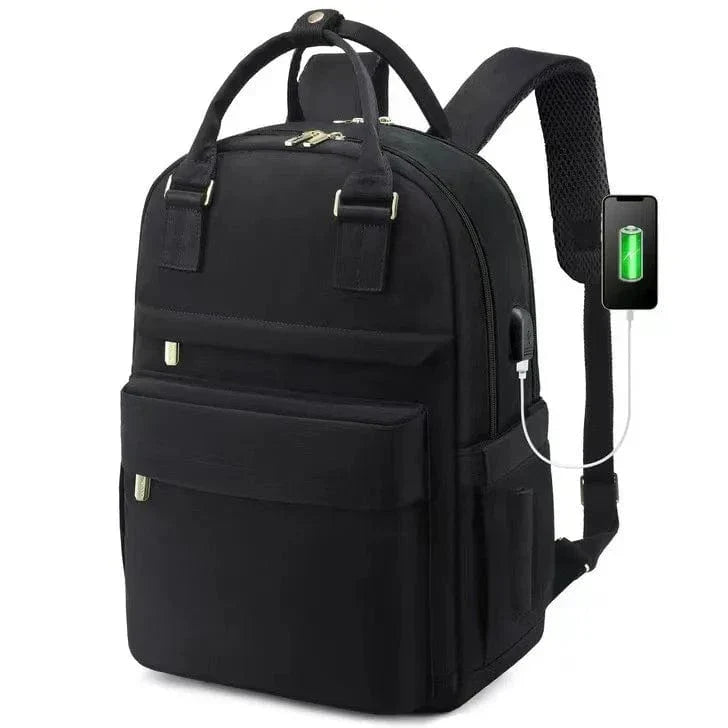 Sac à dos ordinateur femme avec port USB, 15,6 pouces, sept coloris, noir