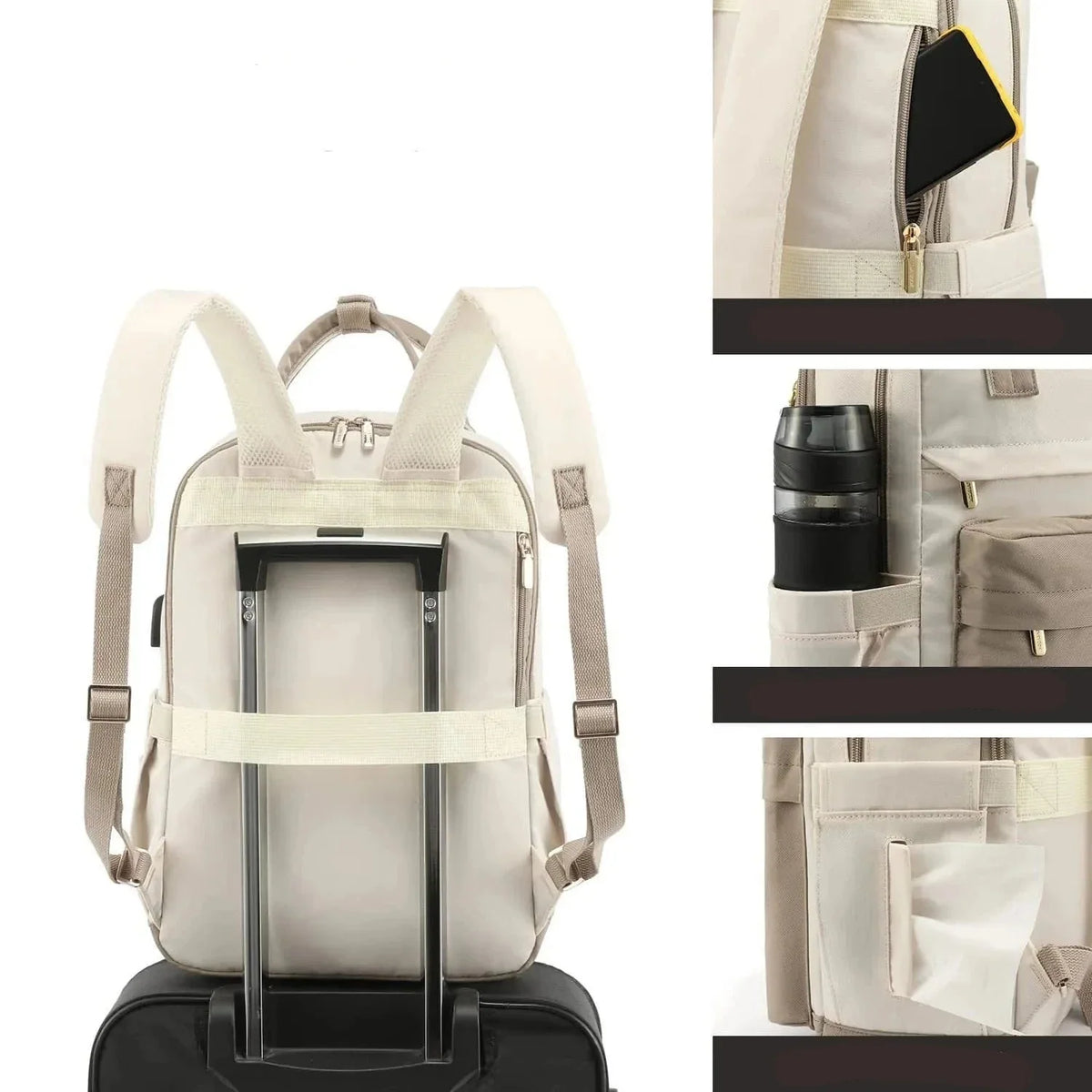 Sac à dos ordinateur femme avec port USB, 15,6 pouces, sept coloris