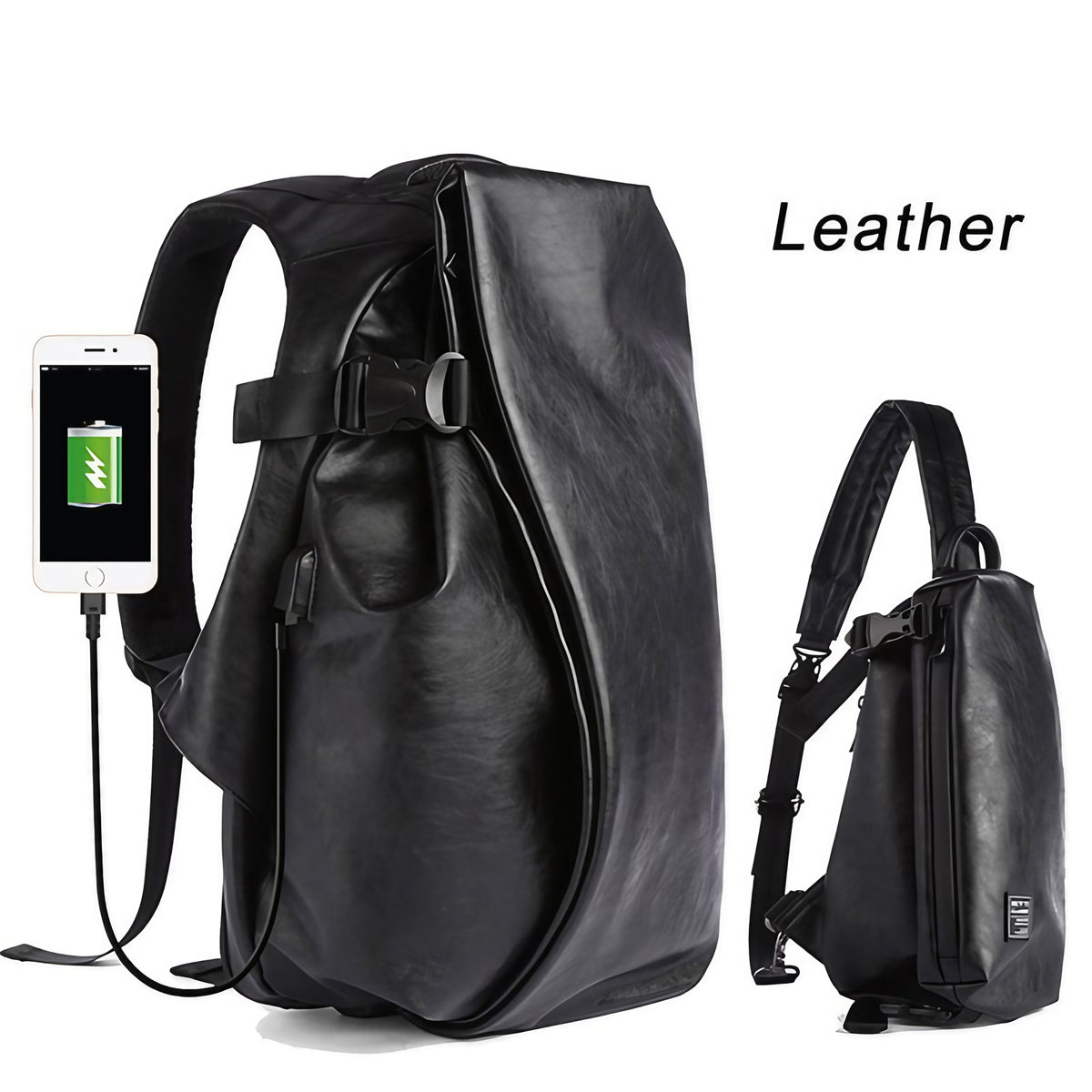 Sac à dos ordinateur homme antivol avec port USB, 16 pouces, noir avec sac banane