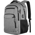 Sac à dos homme pour ordinateur, trois compartiments zippés, gris