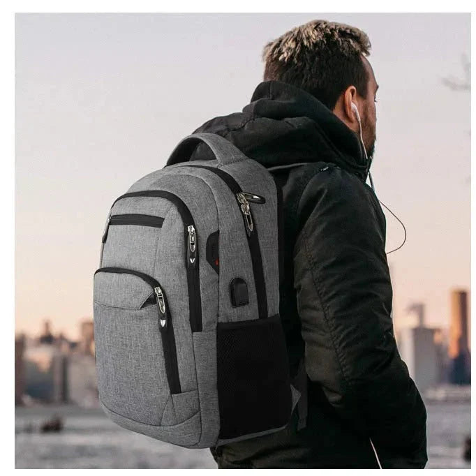 Sac à dos homme pour ordinateur, trois compartiments zippés