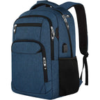 Sac à dos homme pour ordinateur, trois compartiments zippés, bleu