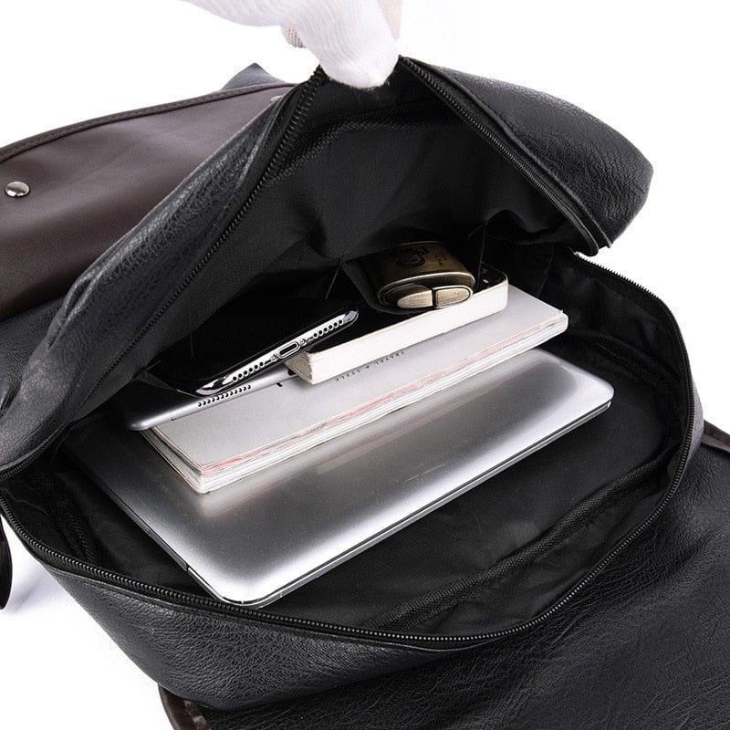 Sac à dos homme en similicuir, ordinateur 14 pouces
