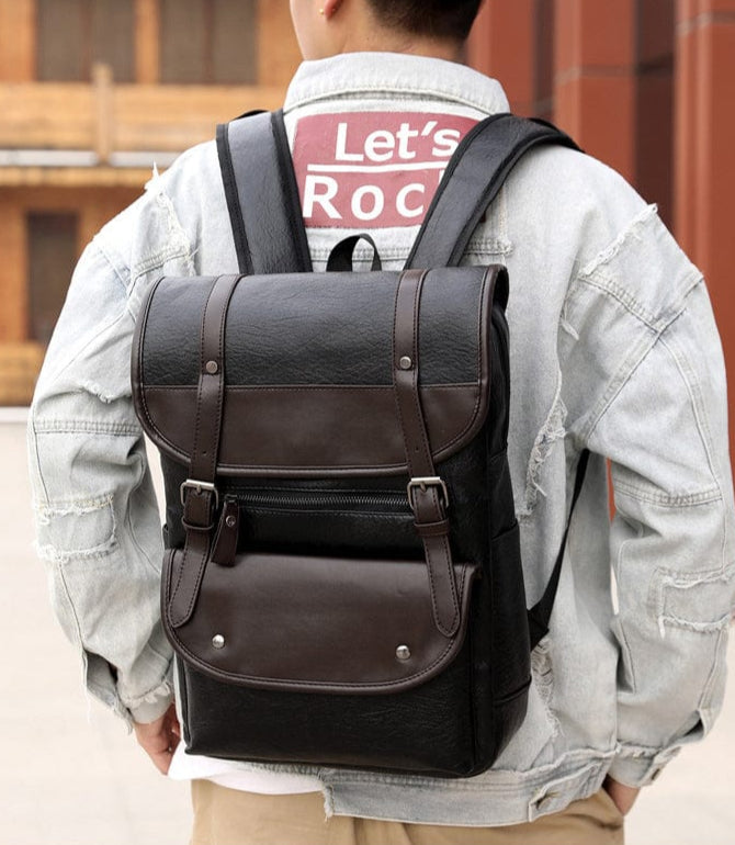 Sac à dos homme en similicuir, ordinateur 14 pouces