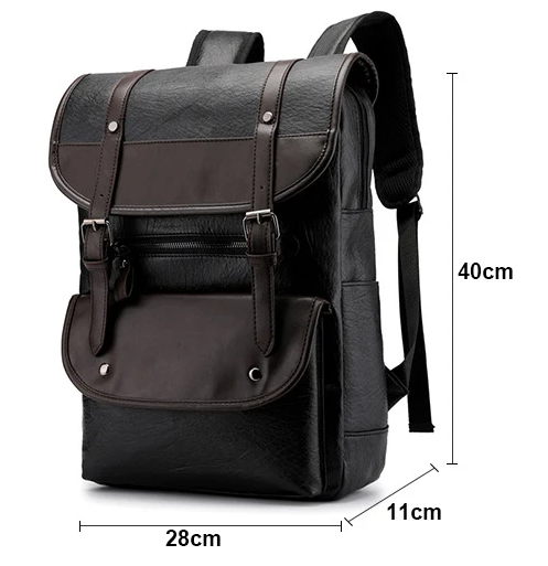 Sac à dos homme en similicuir, ordinateur 14 pouces