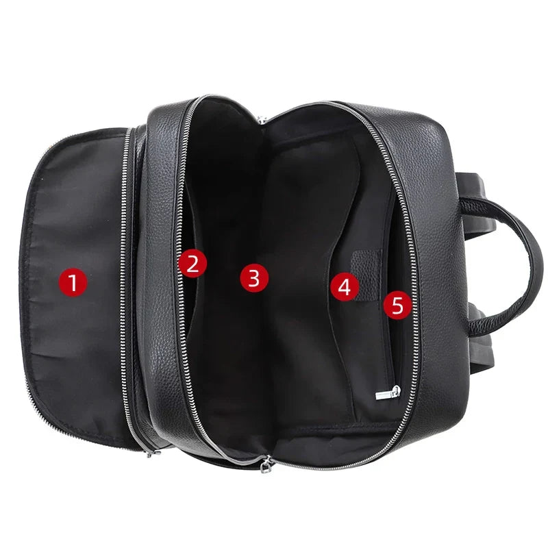 Sac à dos de bureau mixte en cuir noir, 40 x 30 x 17 cm