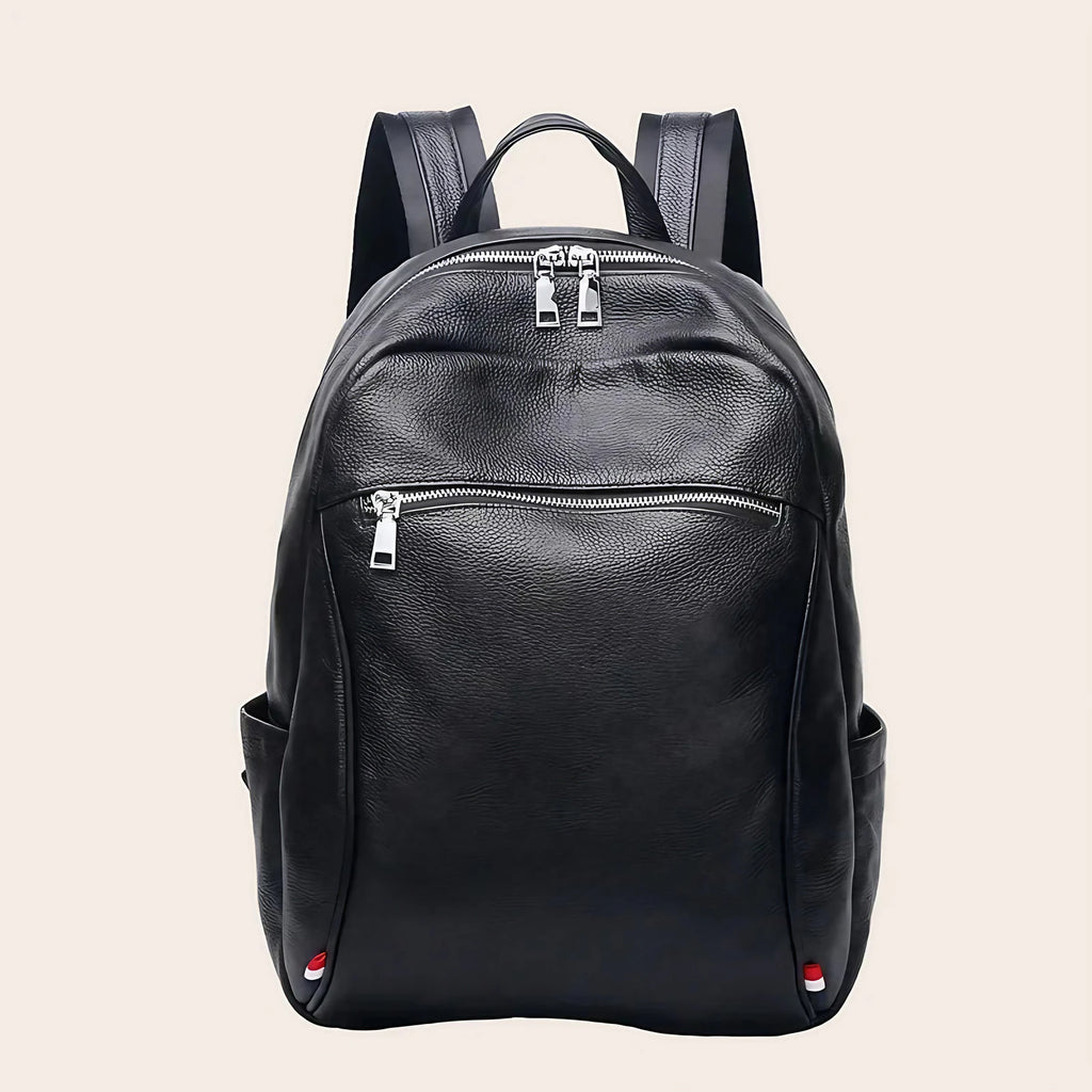 Sac à dos ordinateur en cuir noir, 32 x 12 x 42 cm, noir