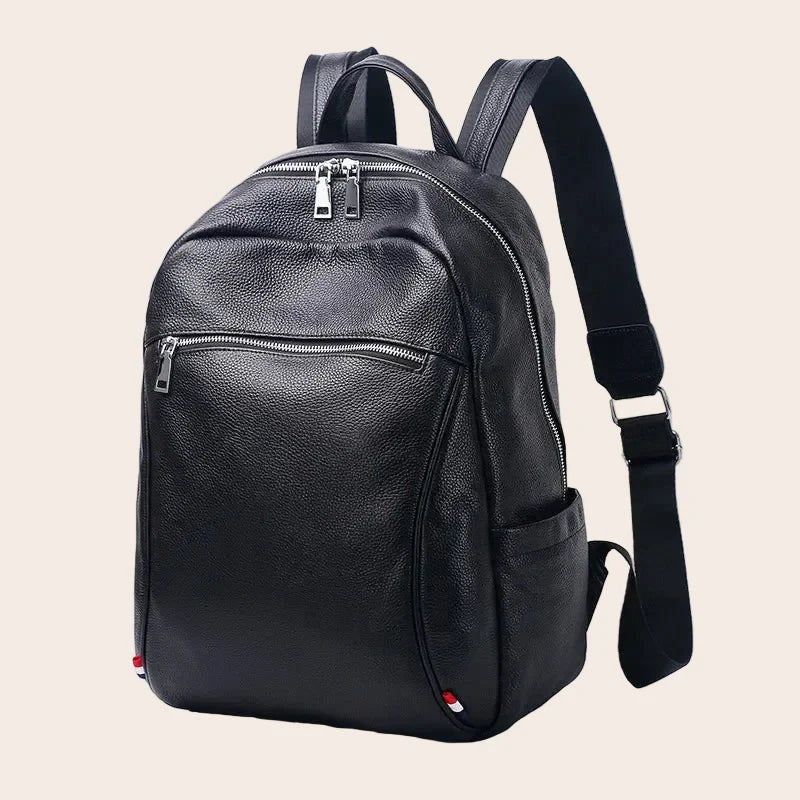Sac à dos ordinateur en cuir noir, 32 x 12 x 42 cm