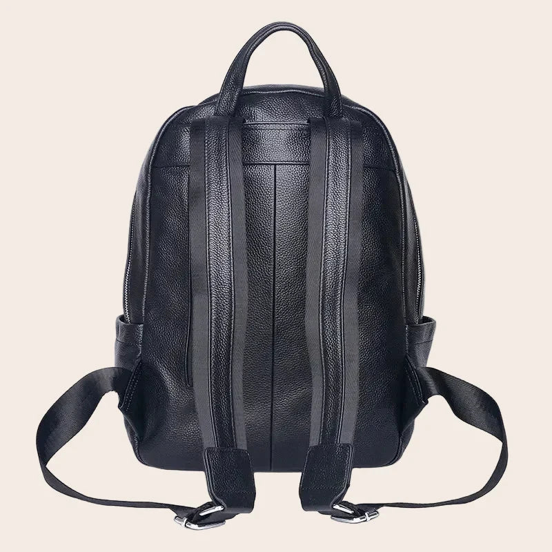 Sac à dos ordinateur en cuir noir, 32 x 12 x 42 cm