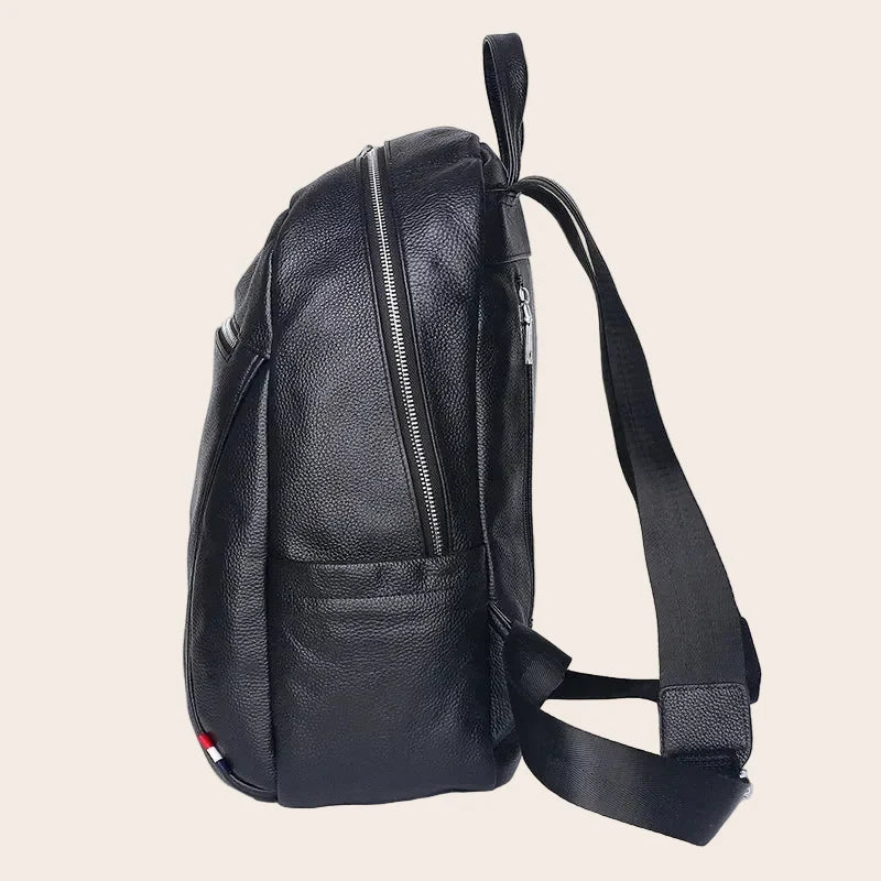 Sac à dos ordinateur en cuir noir, 32 x 12 x 42 cm